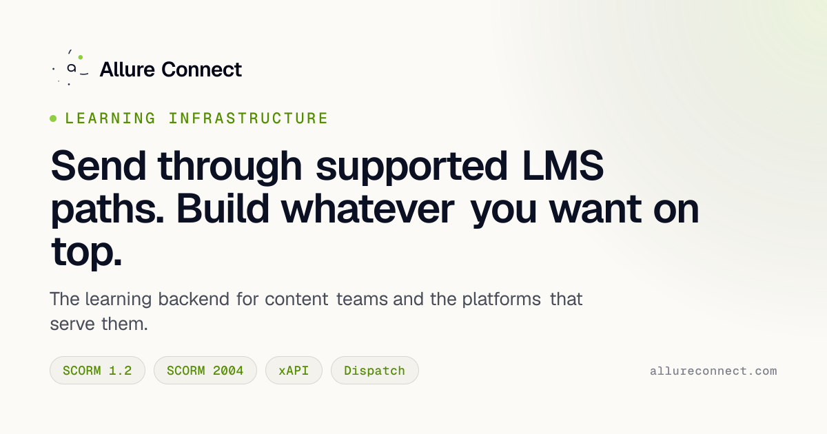 Allure Connect — Send through supported LMS paths. Build whatever you ...